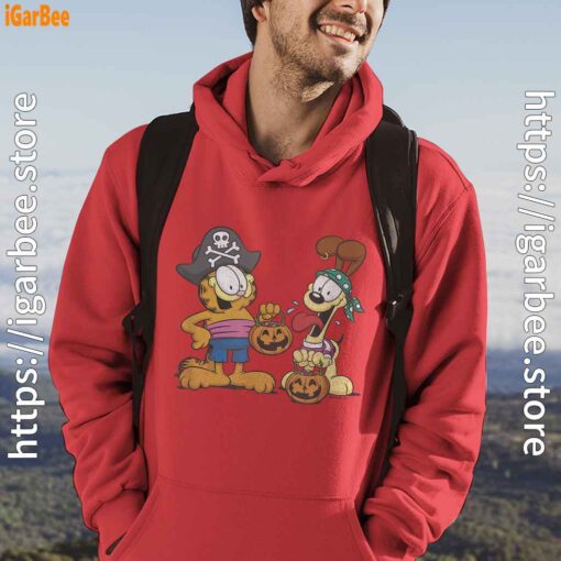 garfield halloween odie pirates red men hoodie
