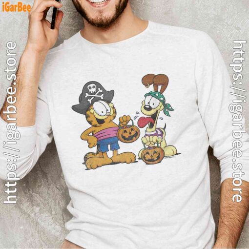garfield halloween odie pirates white long sleeve for male