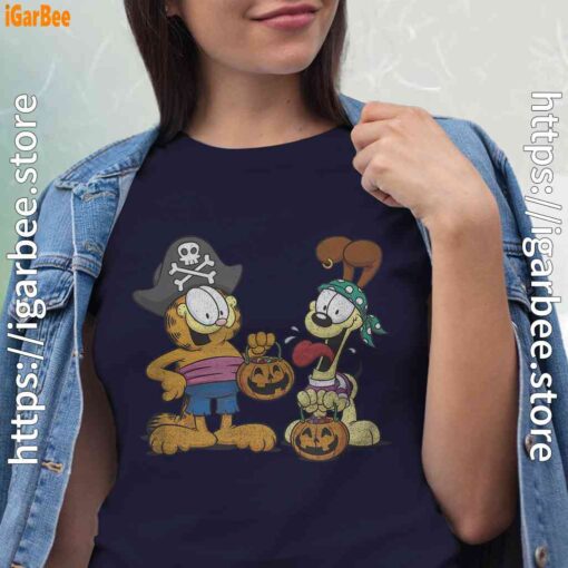 garfield halloween odie pirates women navy shirts