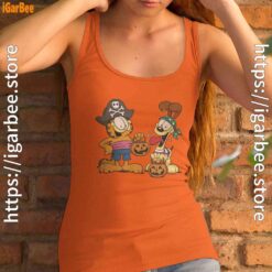 garfield halloween odie pirates women's orange tank top