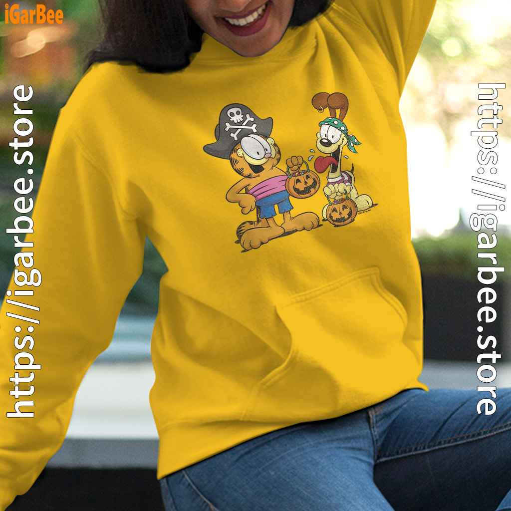 garfield halloween odie pirates yellow hoodie for women garfield halloween odie pirates yellow hoodie for women
