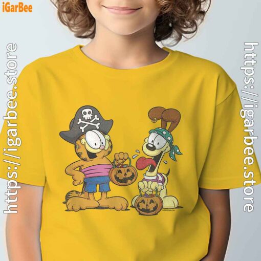 garfield halloween odie pirates yellow t shirt for kid boy
