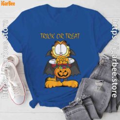 garfield halloween trick or treat pumpkin blue tee shirt