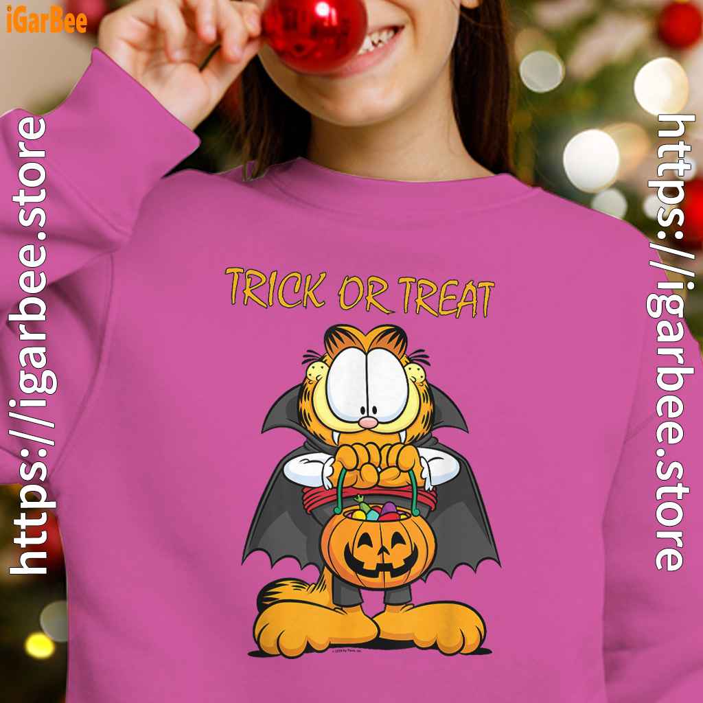 garfield halloween trick or treat pumpkin girl pink sweatshirt garfield halloween trick or treat pumpkin girl pink sweatshirt