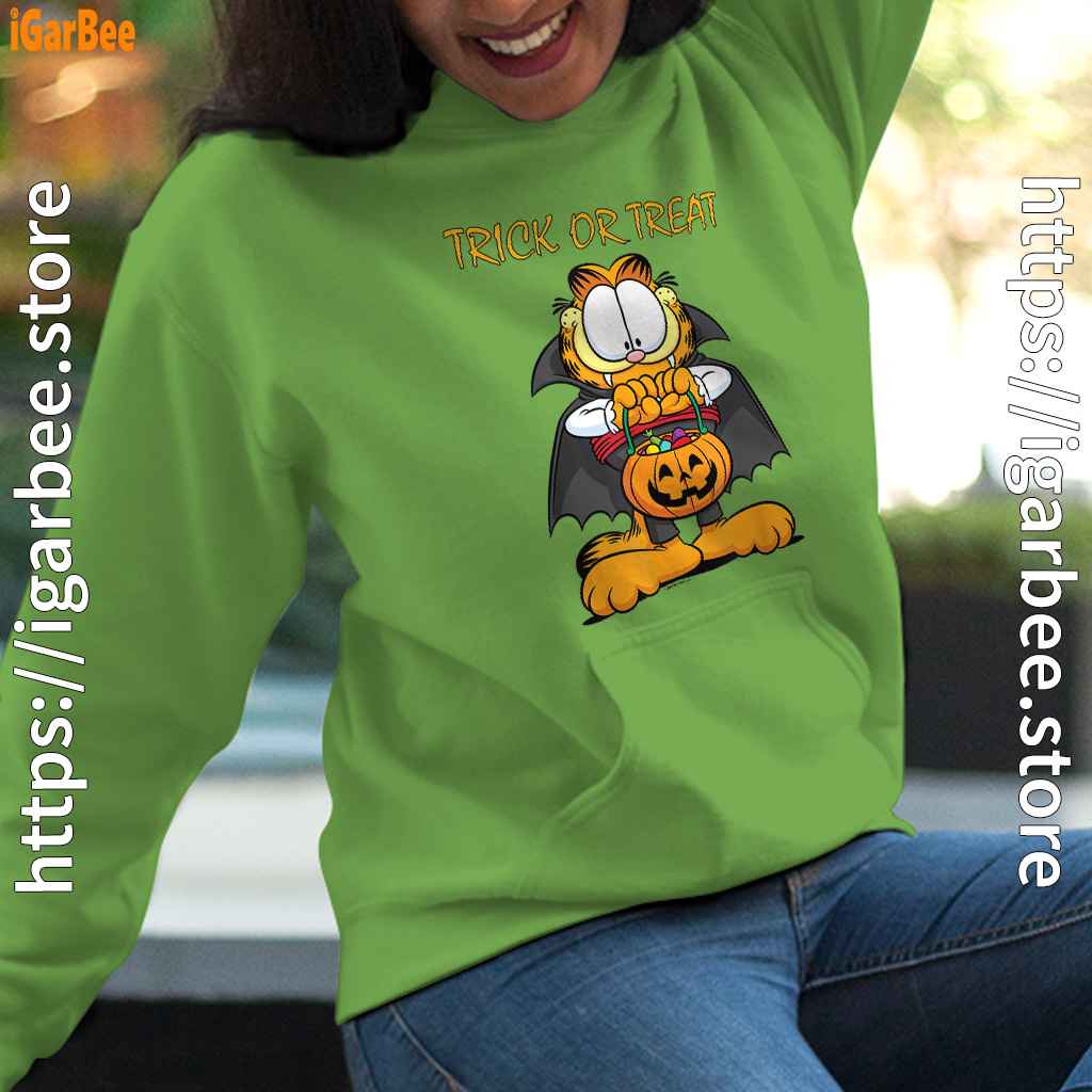 garfield halloween trick or treat pumpkin green women hoodie garfield halloween trick or treat pumpkin green women hoodie