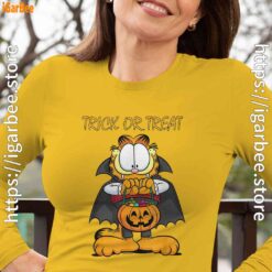 garfield halloween trick or treat pumpkin long sleeve yellow women