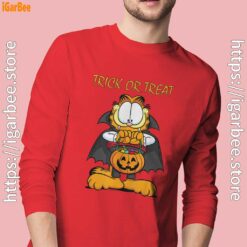 garfield halloween trick or treat pumpkin men with red long sleeve