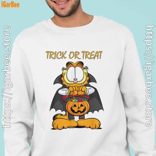 garfield halloween trick or treat pumpkin men with white sweatshirt