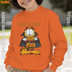 garfield halloween trick or treat pumpkin orange boy sweatshirts