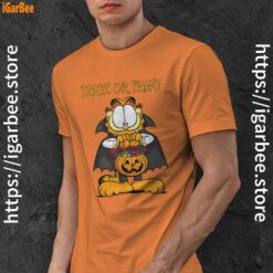 garfield halloween trick or treat pumpkin orange men shirt