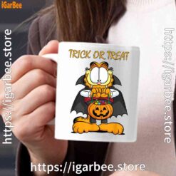 garfield halloween trick or treat pumpkin white mug 15oz