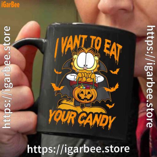 garfield halloween want to eat your candy black coffee mug 11oz