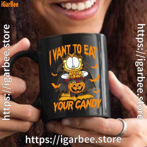 garfield halloween want to eat your candy black mug 15oz