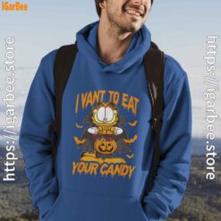 garfield halloween want to eat your candy blue men hoodie male