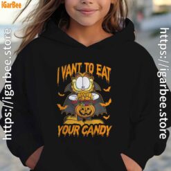garfield halloween want to eat your candy kids girl hoodie black