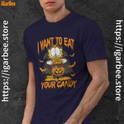 garfield halloween want to eat your candy navy men shirt