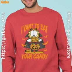 garfield halloween want to eat your candy red sweatshirts for man