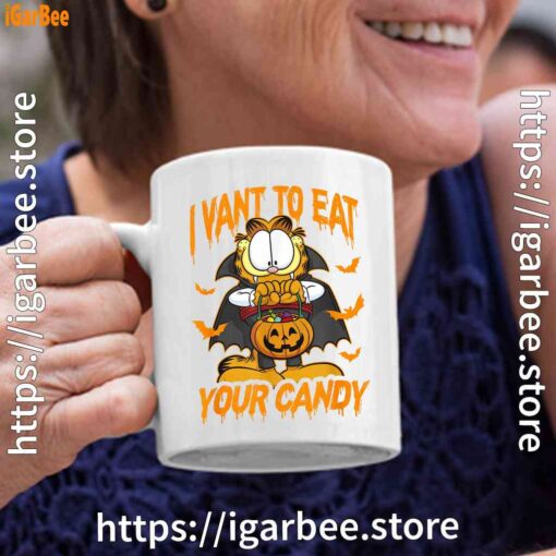garfield halloween want to eat your candy white coffee mug 11oz
