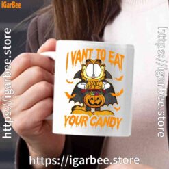 garfield halloween want to eat your candy white mug 15oz