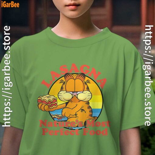 garfield lasagna natures most perfect food female green tee for girl