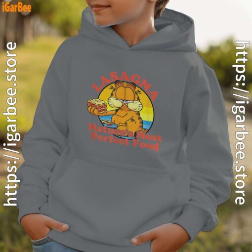 garfield lasagna natures most perfect food gray hoodie kids