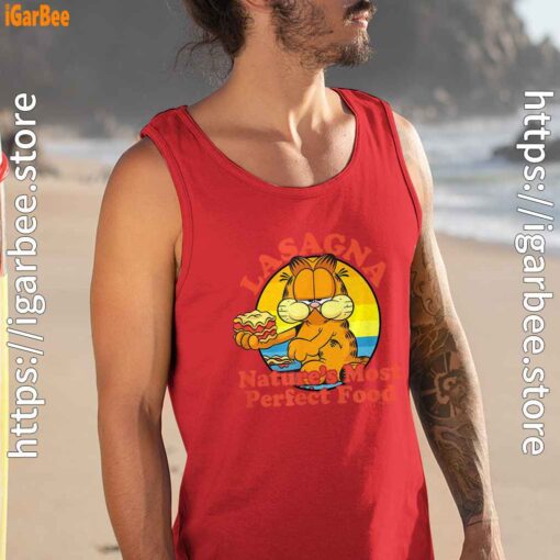garfield lasagna natures most perfect food man tank top red