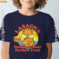 garfield lasagna natures most perfect food navy boy's t shirt