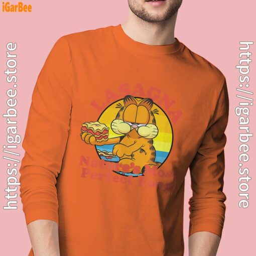 garfield lasagna natures most perfect food orange long sleeve for men