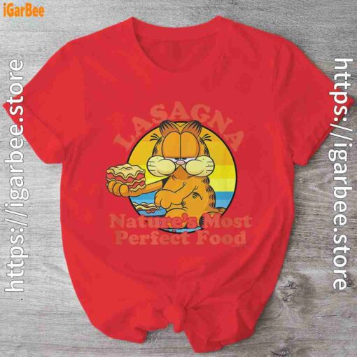 garfield lasagna natures most perfect food red shirt