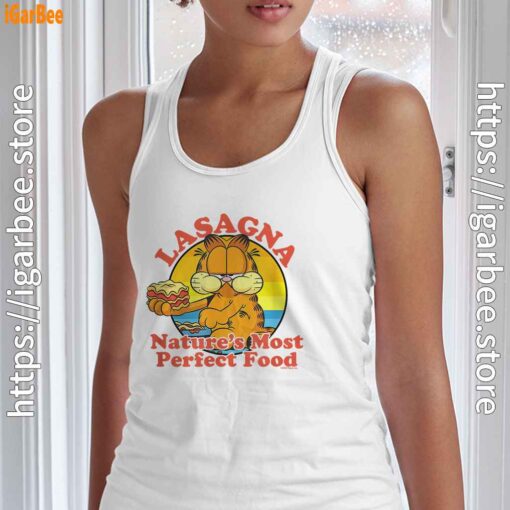 garfield lasagna natures most perfect food white women's tank top