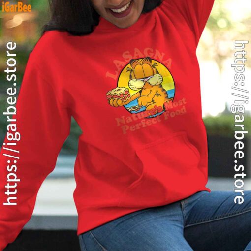 garfield lasagna natures most perfect food women red hoodie female