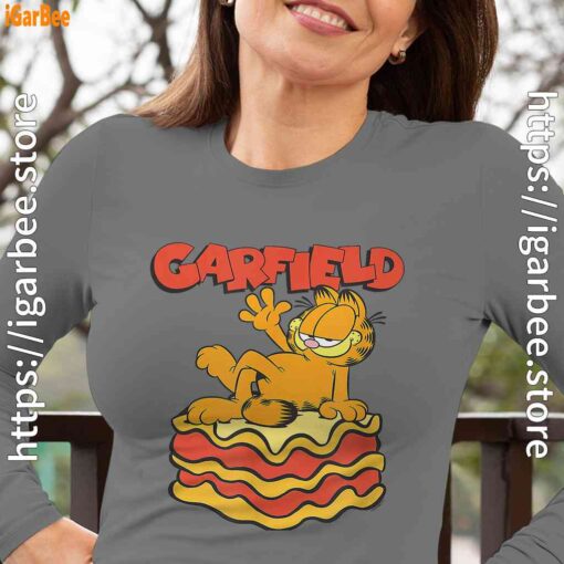 garfield lasagna slice pose gray women long sleeve