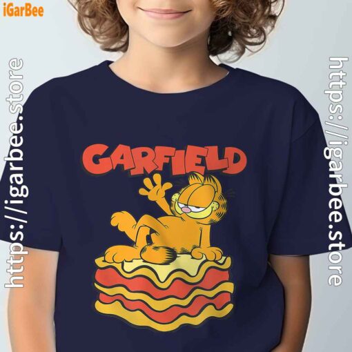 garfield lasagna slice pose navy boy's t shirt