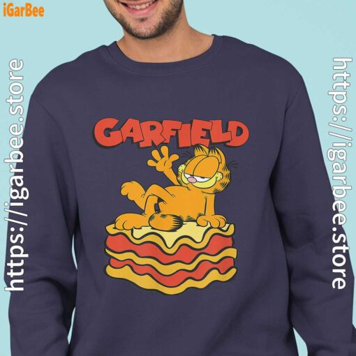 garfield lasagna slice pose navy sweatshirts for men