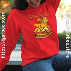 garfield lasagna slice pose women red hoodie female