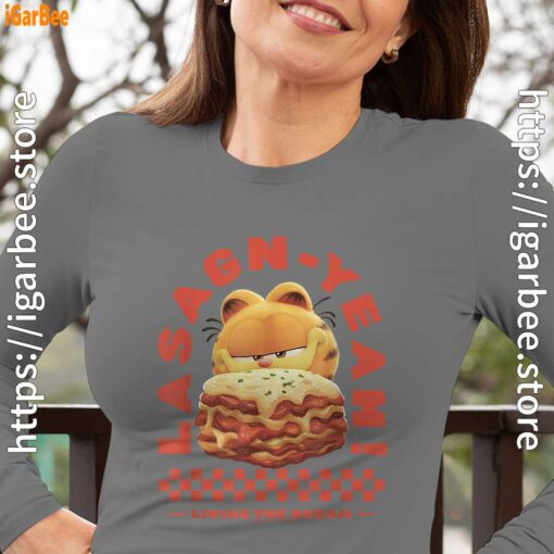 garfield lasagna yeah gray women long sleeve