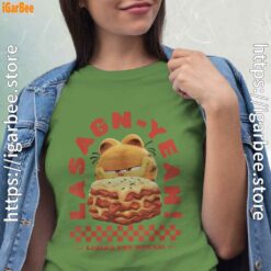 garfield lasagna yeah green t shirt for women