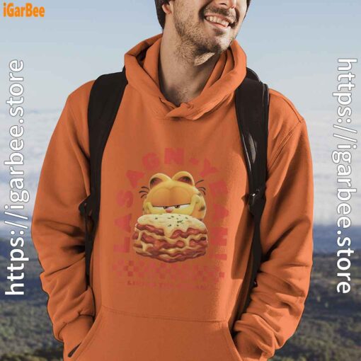 garfield lasagna yeah orange men hoodie