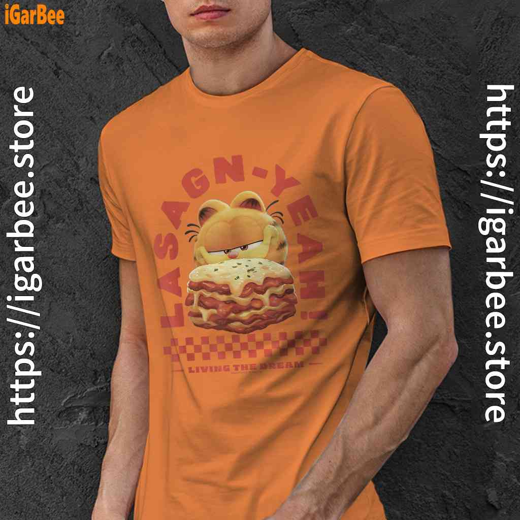 garfield lasagna yeah orange men shirt garfield lasagna yeah orange men shirt