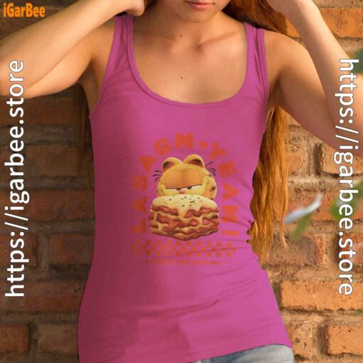 garfield lasagna yeah women's pink tank top