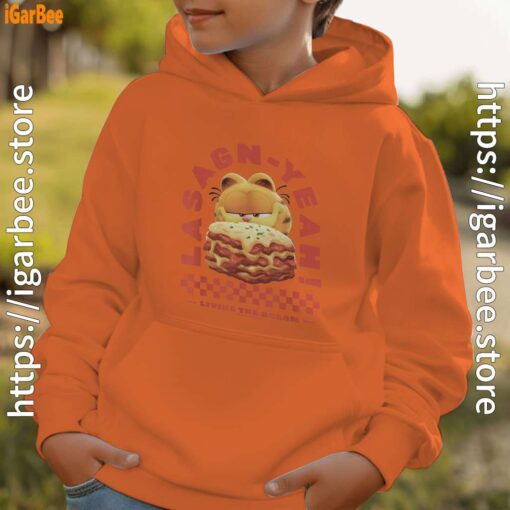 garfield lasagna yeah youth boy orange hoodie