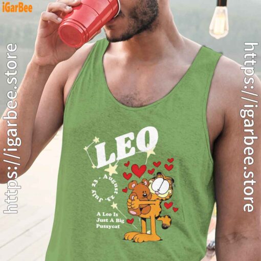 garfield leo men green tank tops