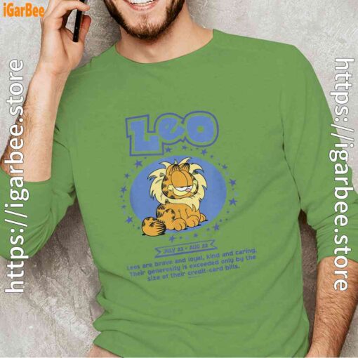 garfield leo zodiac sign horoscope humor green long sleeve with men