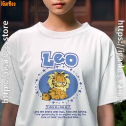 garfield leo zodiac sign horoscope humor kids girl white tee female
