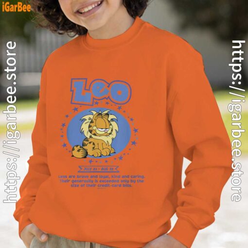garfield leo zodiac sign horoscope humor orange boy sweatshirts