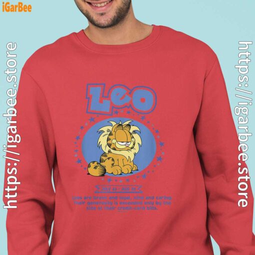 garfield leo zodiac sign horoscope humor red sweatshirts for man