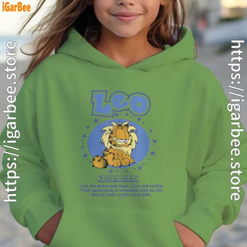 garfield leo zodiac sign horoscope humor youth girl green hoodie