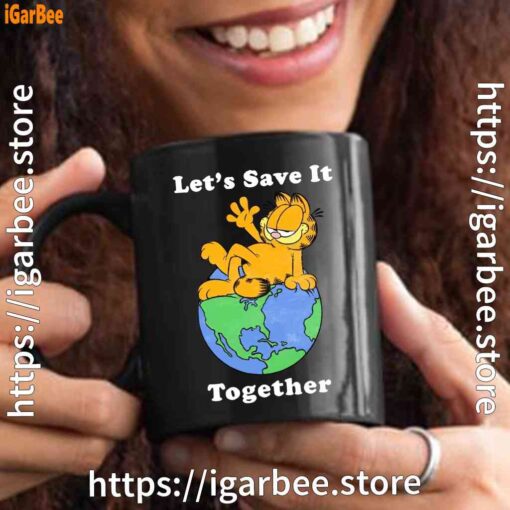 garfield let's save it together black mug