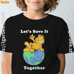 garfield let's save it together black t shirt for kids boy