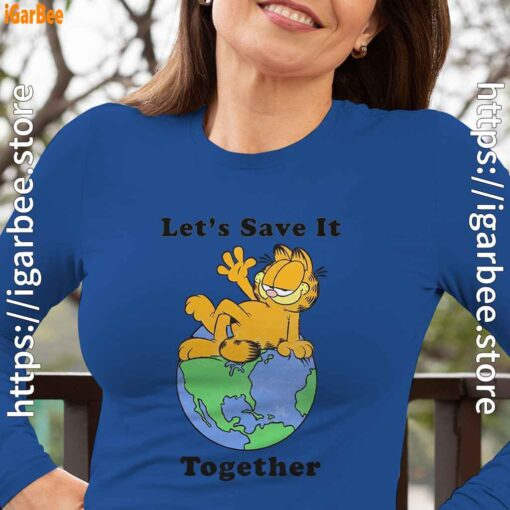 garfield let's save it together blue long sleeve with women